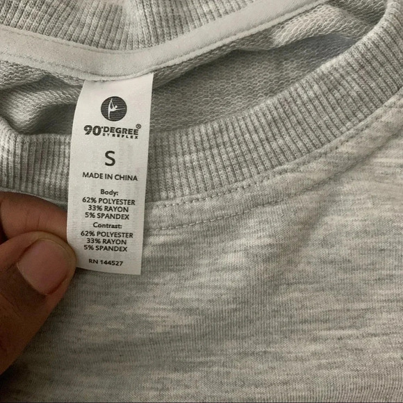 90 degree Women’s S Gray Crewneck Pullover Sweatshirt Long Sleeve Casual Lounge - Picture 5 of 8